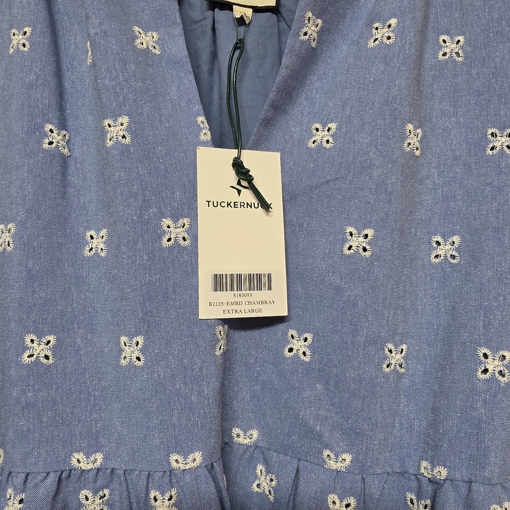 TUCKERNUCK Chambray Embroidered Crawford Dress Sz XL NWT Retail $188 Tuckernuck - Picture 4 of 9